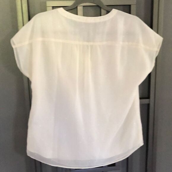 NWT Banana, Republic, ivory, cream, chiffon, cap sleeve top size S - Picture 4 of 5